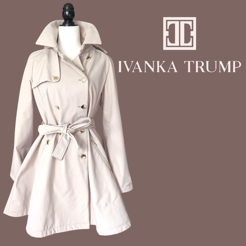 IVANKA TRUMP Elegant Cream Trench Coat Size M
